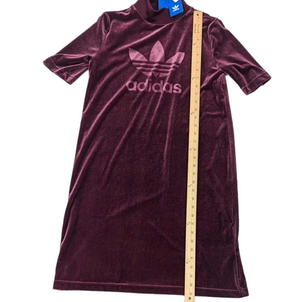 Adidas Originals Velvet Vibes Short Dress NEW Womens XS Purple Active Stretch - Picture 12 of 12